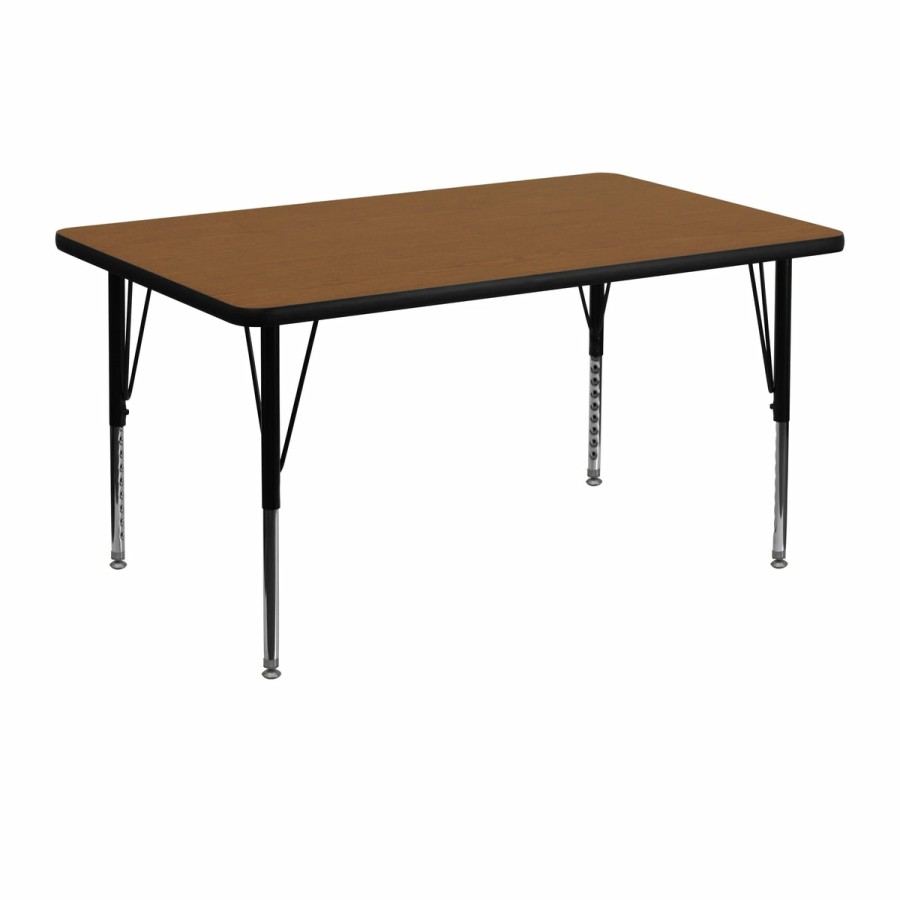 Classroom FLASH Rectangular Tables | 30''W X 48''L Rectangular Hp Laminate Activity Table - Height Adjustable Short Legs