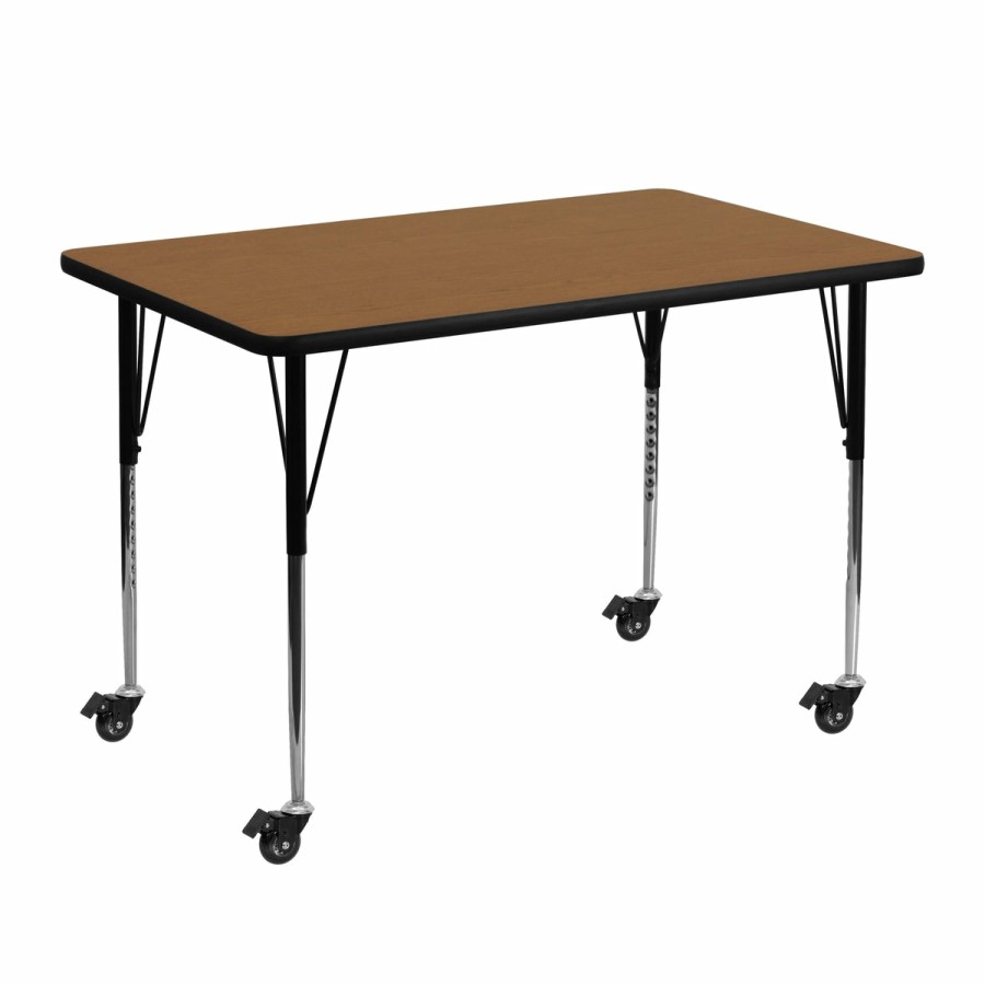 Classroom FLASH Rectangular Tables | Mobile 30''W X 48''L Rectangular Thermal Laminate Activity Table - Standard Height Adjustable Legs