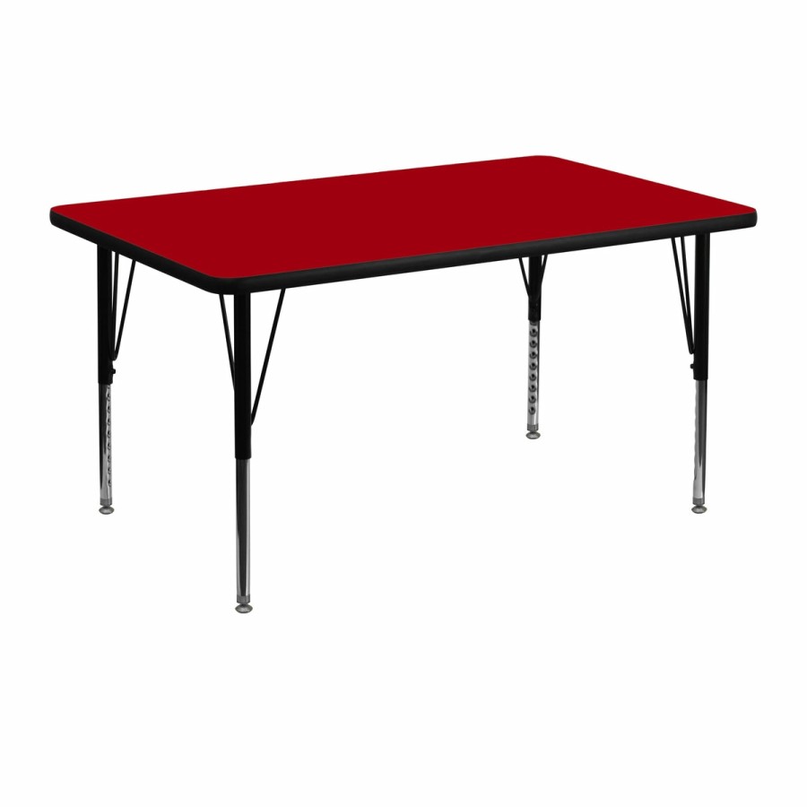 Classroom FLASH Rectangular Tables | 30''W X 48''L Rectangular Thermal Laminate Activity Table - Height Adjustable Short Legs