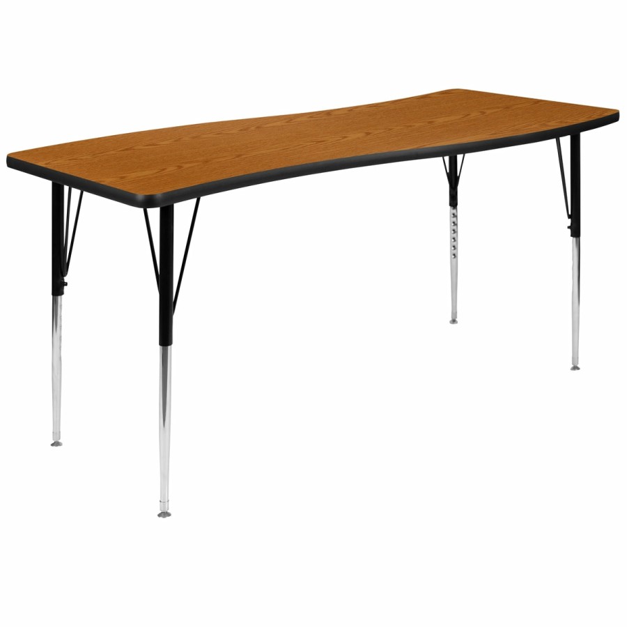 Classroom FLASH Collaborative Tables | 26"W X 60"L Rectangle Wave Flexible Collaborative Thermal Laminate Activity Table - Standard Height Adjustable Legs