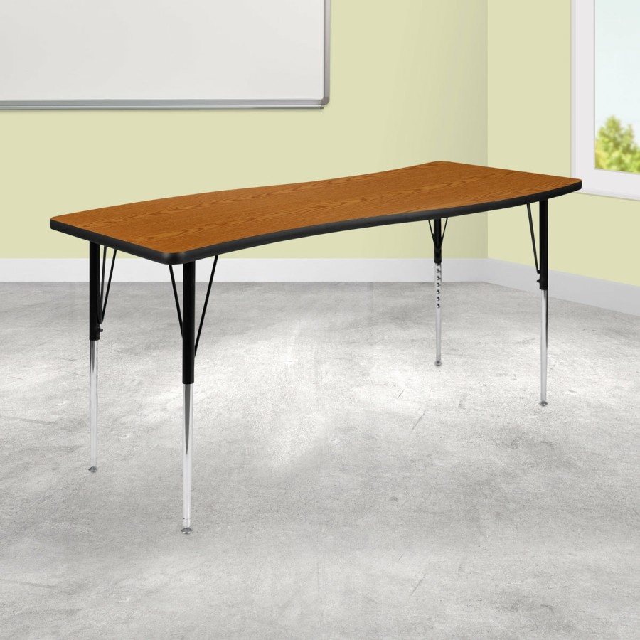 Classroom FLASH Collaborative Tables | 26"W X 60"L Rectangle Wave Flexible Collaborative Thermal Laminate Activity Table - Standard Height Adjustable Legs