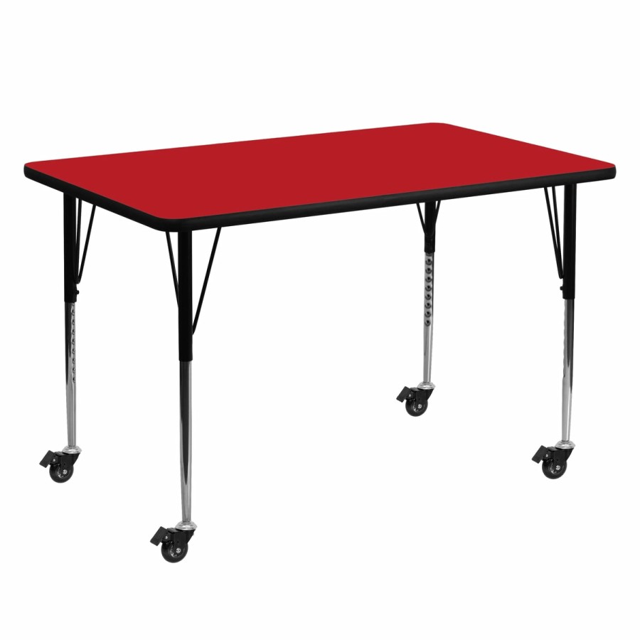 Classroom FLASH Rectangular Tables | Mobile 30''W X 60''L Rectangular Hp Laminate Activity Table - Standard Height Adjustable Legs