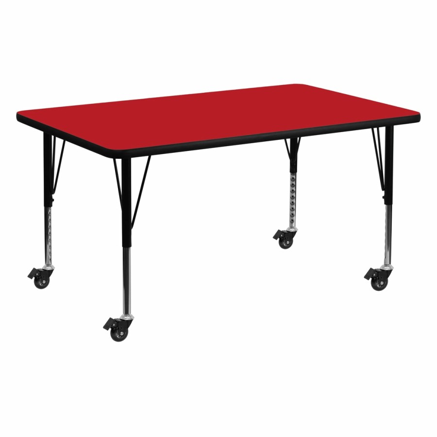 Classroom FLASH Rectangular Tables | Mobile 30''W X 60''L Rectangular Hp Laminate Activity Table - Height Adjustable Short Legs