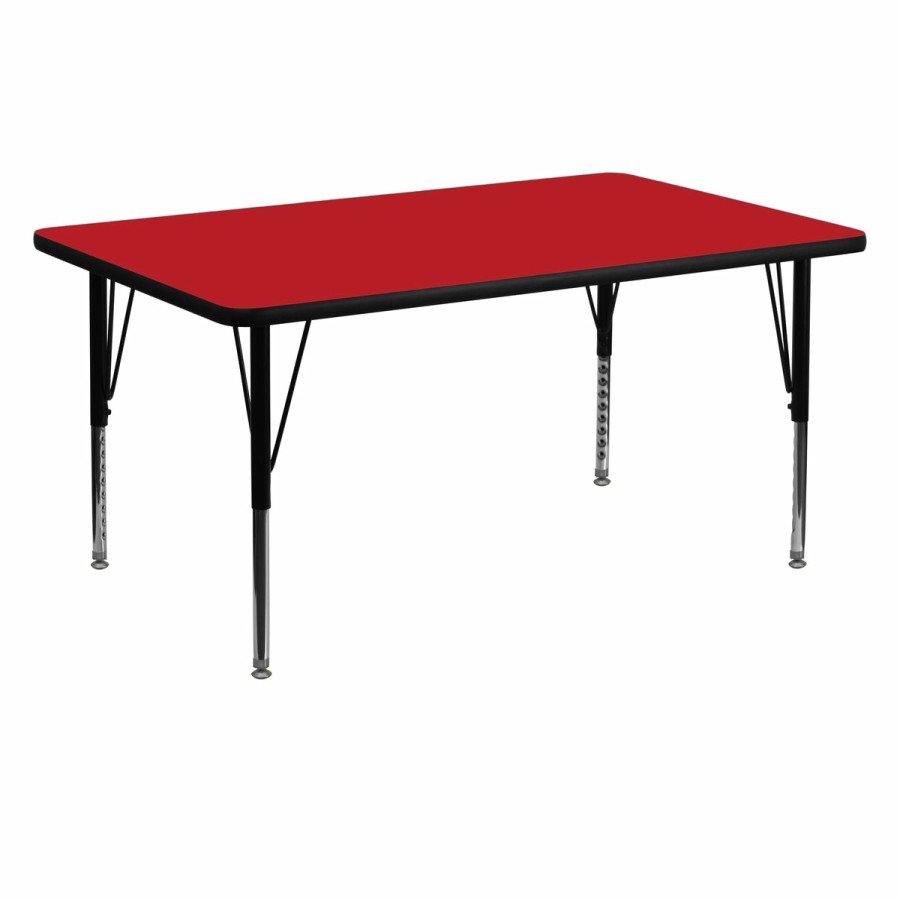 Classroom FLASH Rectangular Tables | 30''W X 60''L Rectangular Hp Laminate Activity Table - Height Adjustable Short Legs