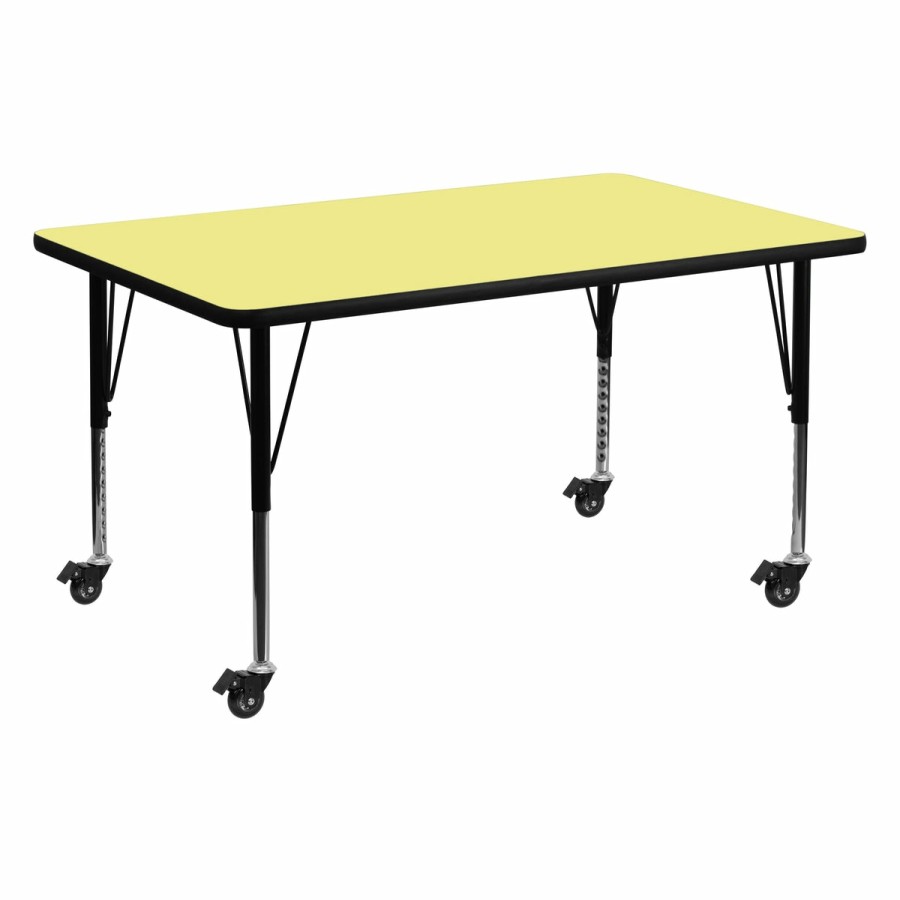 Classroom FLASH Rectangular Tables | Mobile 30''W X 60''L Rectangular Thermal Laminate Activity Table - Height Adjustable Short Legs