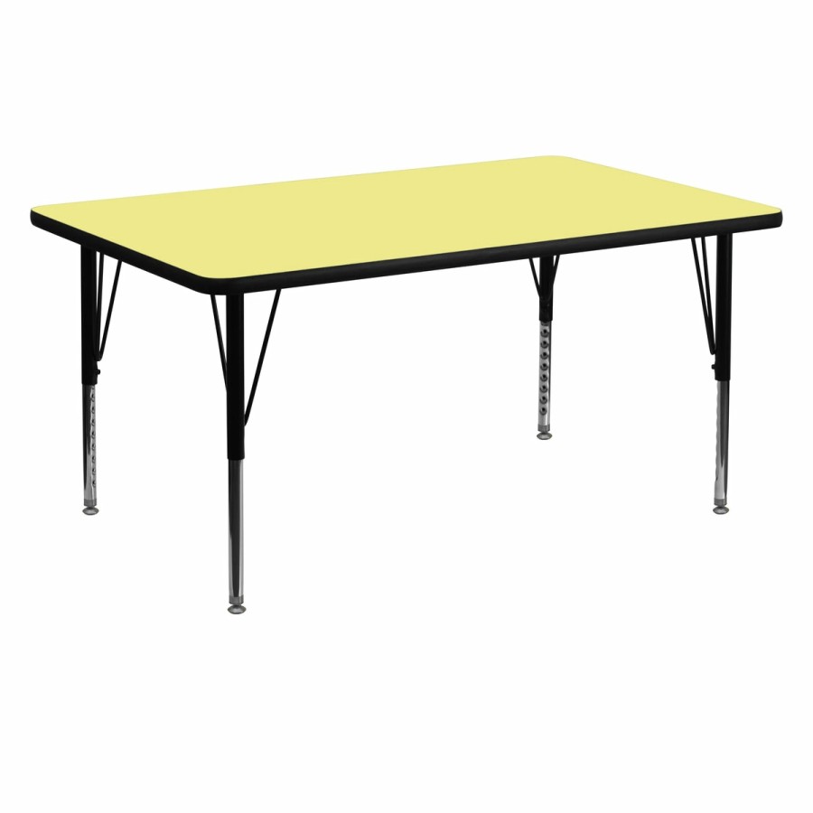 Classroom FLASH Rectangular Tables | 30''W X 60''L Rectangular Thermal Laminate Activity Table - Height Adjustable Short Legs