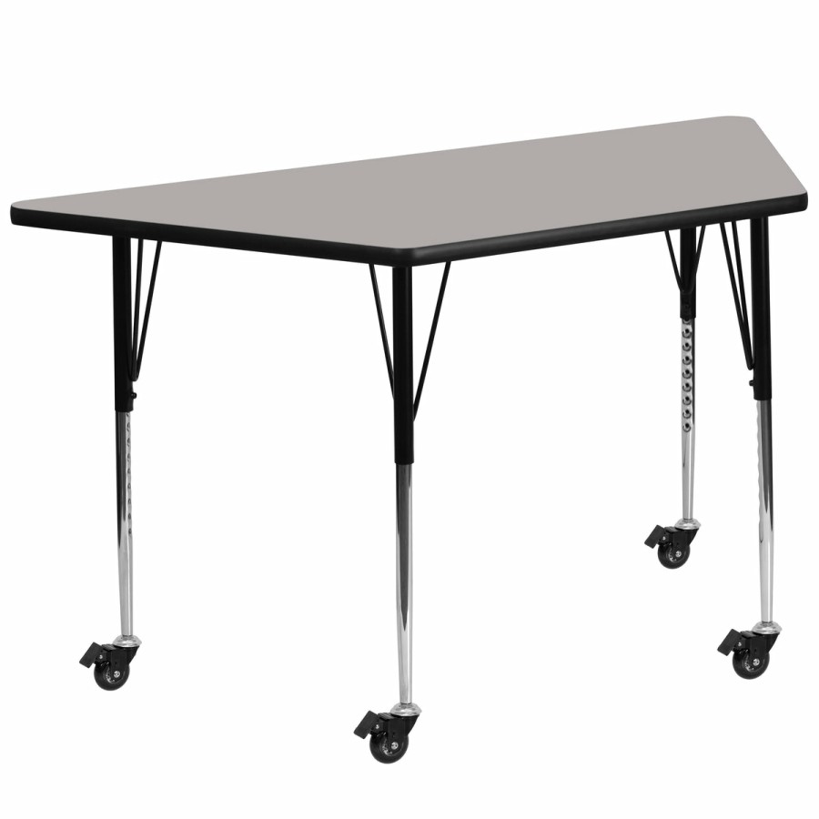 Classroom FLASH Trapezoid Tables | Mobile 29''W X 57''L Trapezoid Hp Laminate Activity Table - Standard Height Adjustable Legs