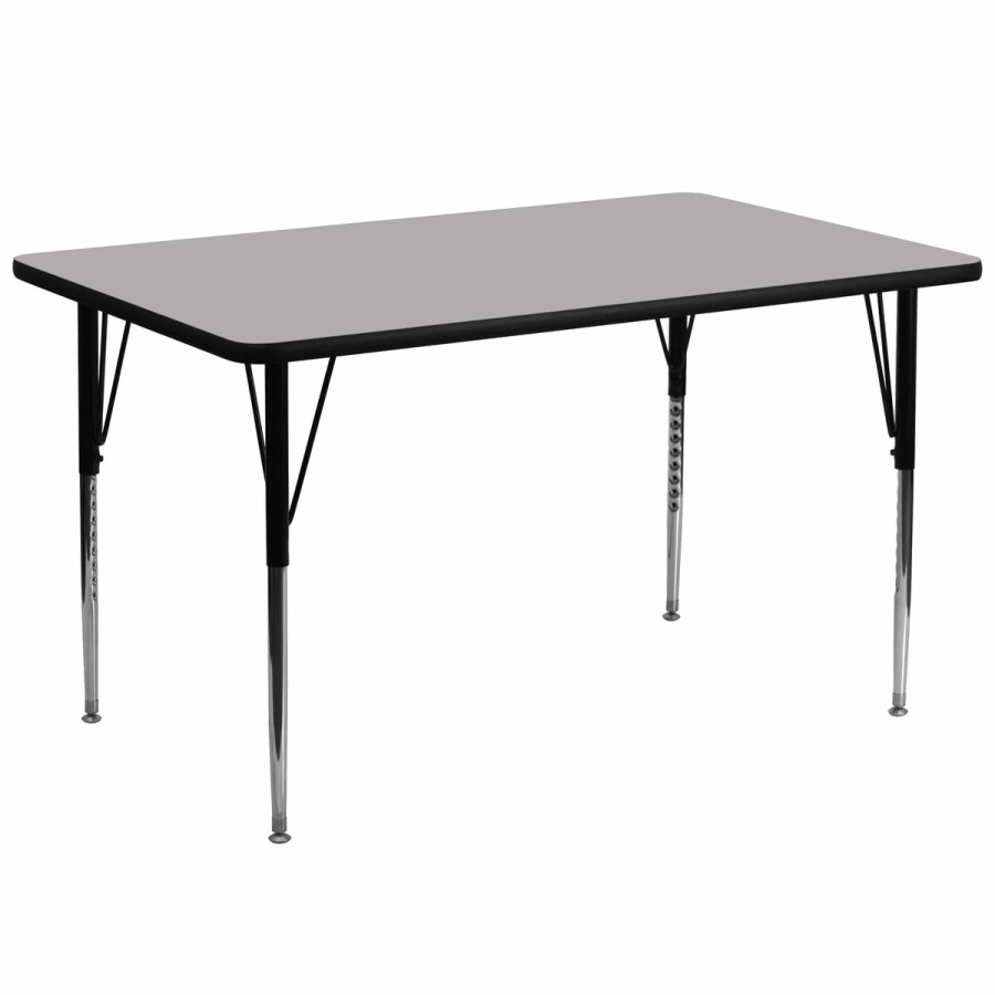 Classroom FLASH Rectangular Tables | 30''W X 72''L Rectangular Thermal Laminate Activity Table - Standard Height Adjustable Legs