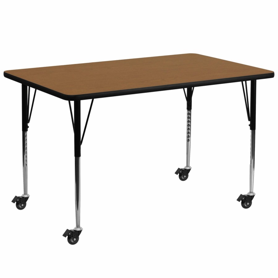 Classroom FLASH Rectangular Tables | Mobile 30''W X 72''L Rectangular Thermal Laminate Activity Table - Standard Height Adjustable Legs