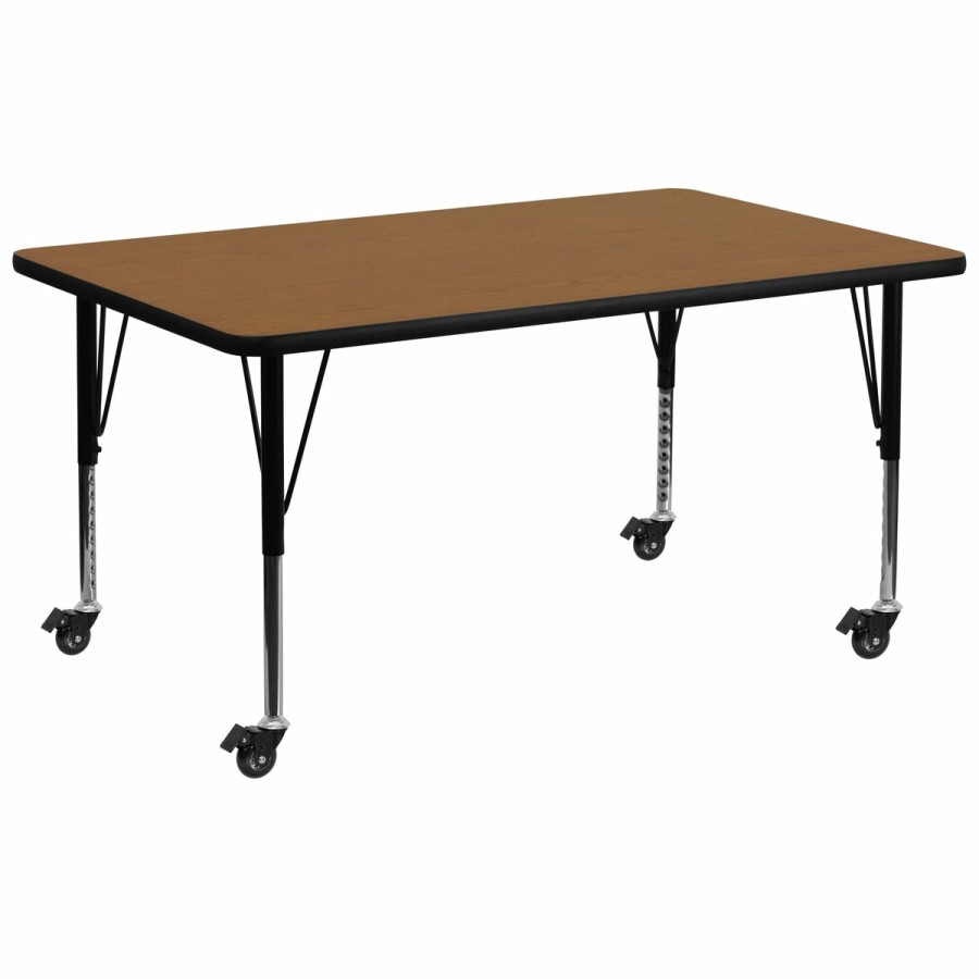 Classroom FLASH Rectangular Tables | Mobile 30''W X 72''L Rectangular Thermal Laminate Activity Table - Height Adjustable Short Legs