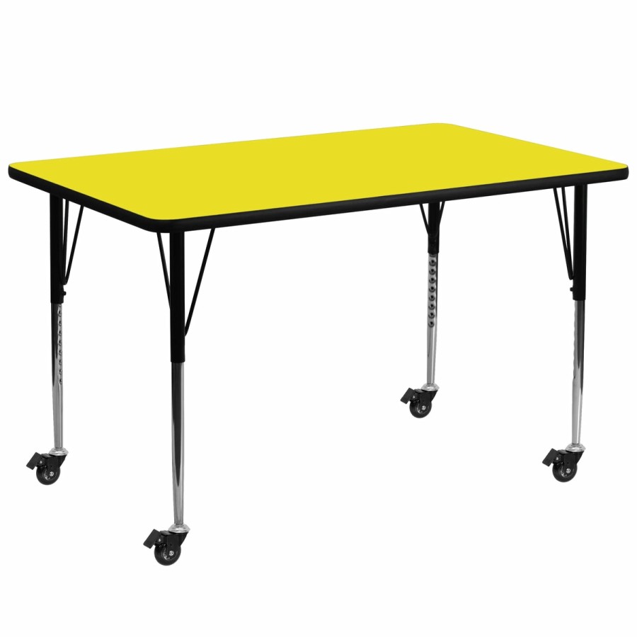 Classroom FLASH Rectangular Tables | Mobile 30''W X 72''L Rectangular Hp Laminate Activity Table - Standard Height Adjustable Legs