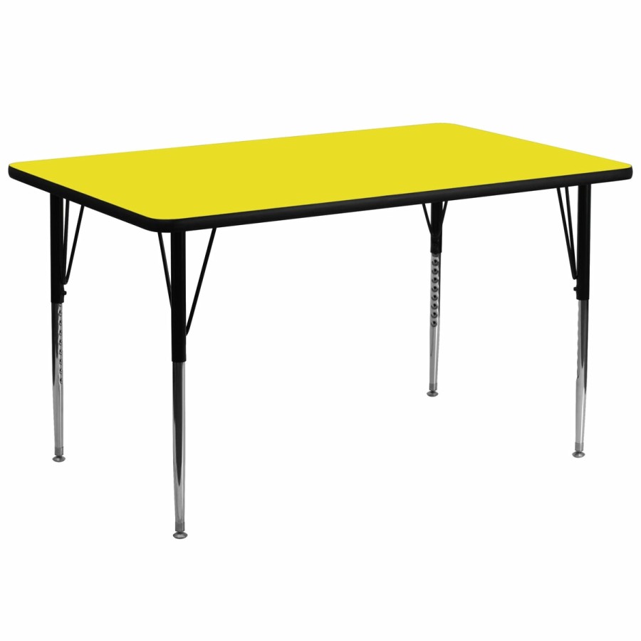 Classroom FLASH Rectangular Tables | 30''W X 72''L Rectangular Hp Laminate Activity Table - Standard Height Adjustable Legs