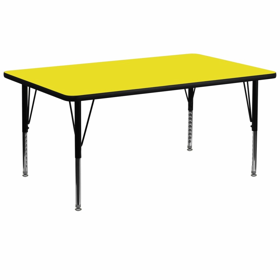 Classroom FLASH Rectangular Tables | 30''W X 72''L Rectangular Hp Laminate Activity Table - Height Adjustable Short Legs