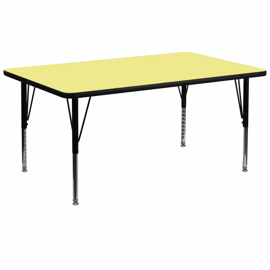 Classroom FLASH Rectangular Tables | 30''W X 72''L Rectangular Thermal Laminate Activity Table - Height Adjustable Short Legs