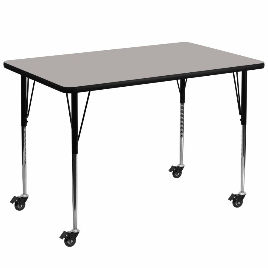 Classroom FLASH Rectangular Tables | Mobile 36''W X 72''L Rectangular Hp Laminate Activity Table - Standard Height Adjustable Legs