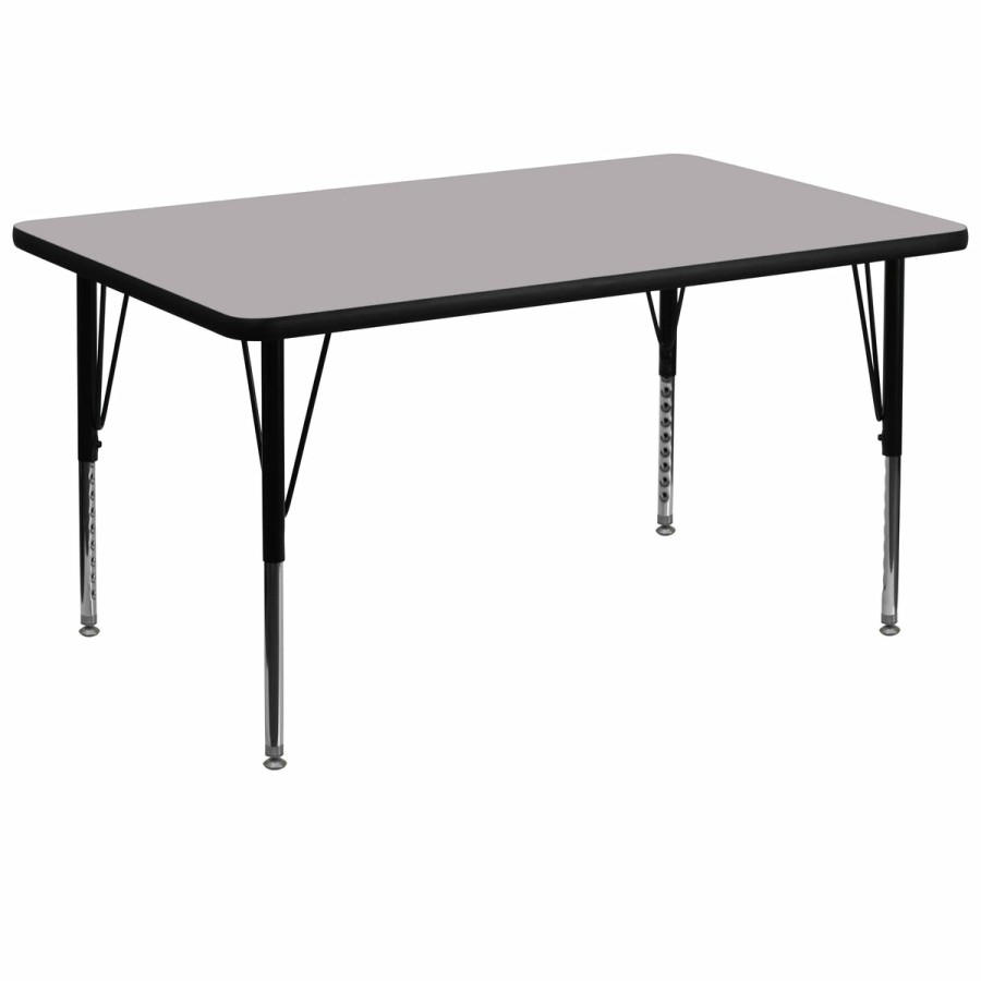 Classroom FLASH Rectangular Tables | 36''W X 72''L Rectangular Thermal Laminate Activity Table - Height Adjustable Short Legs