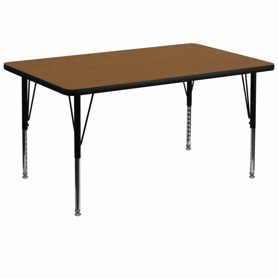 Classroom FLASH Rectangular Tables | 36''W X 72''L Rectangular Hp Laminate Activity Table - Height Adjustable Short Legs