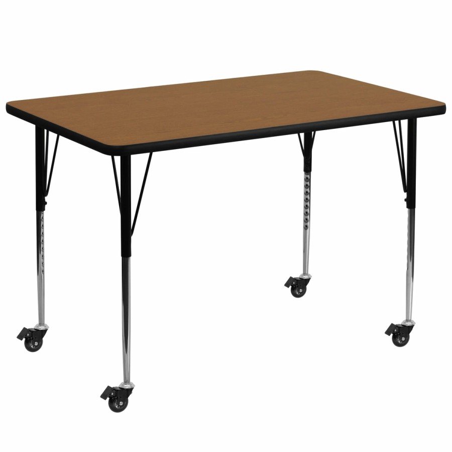 Classroom FLASH Rectangular Tables | Mobile 36''W X 72''L Rectangular Thermal Laminate Activity Table - Standard Height Adjustable Legs