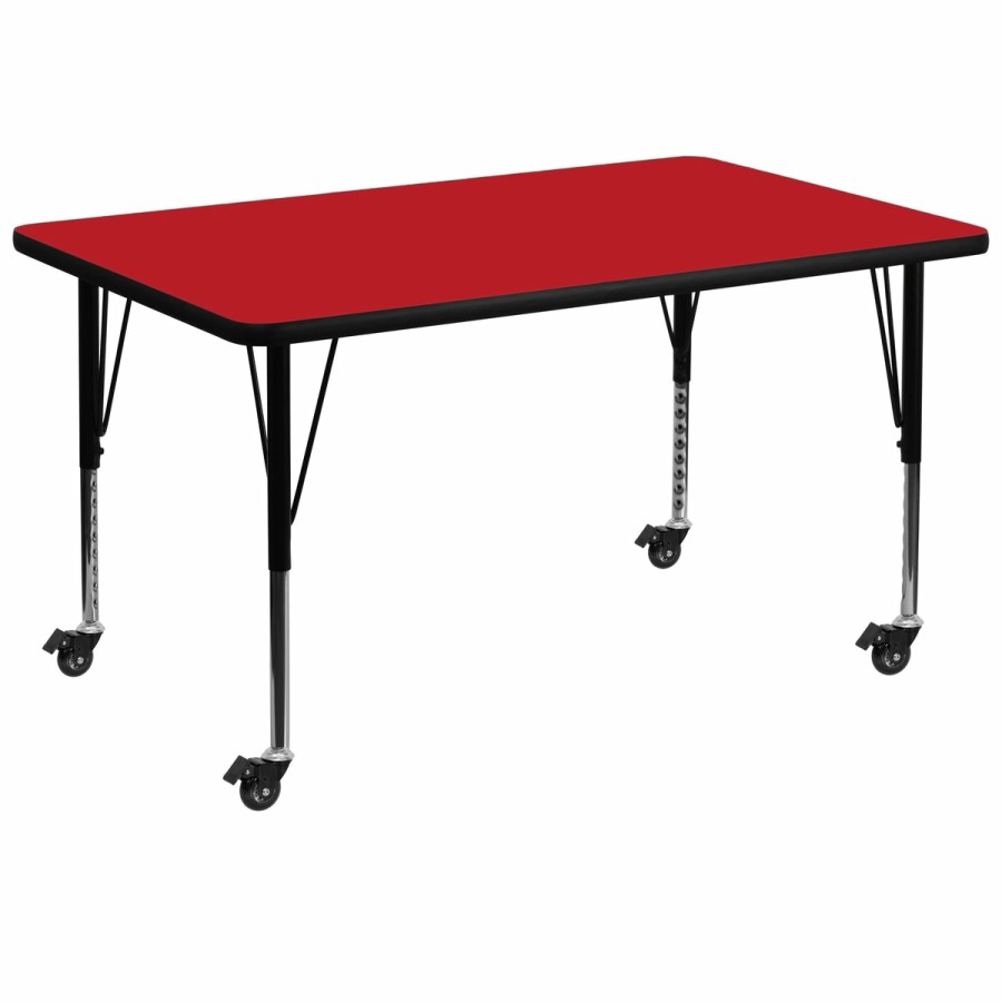 Classroom FLASH Rectangular Tables | Mobile 36''W X 72''L Rectangular Hp Laminate Activity Table - Height Adjustable Short Legs