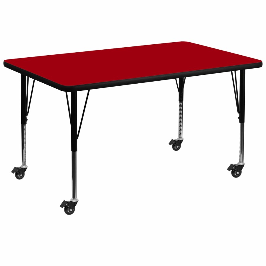 Classroom FLASH Rectangular Tables | Mobile 36''W X 72''L Rectangular Thermal Laminate Activity Table - Height Adjustable Short Legs