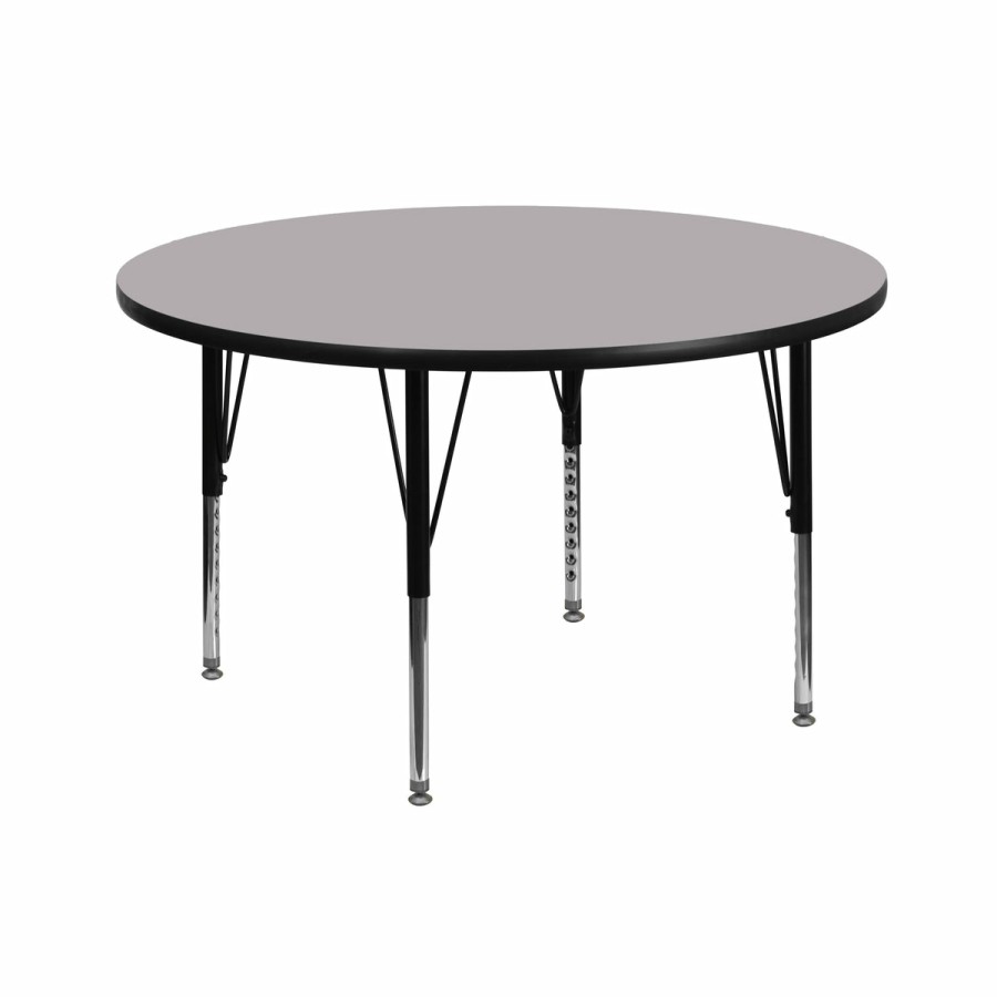 Classroom FLASH Round Tables | 42'' Round Thermal Laminate Activity Table - Height Adjustable Short Legs