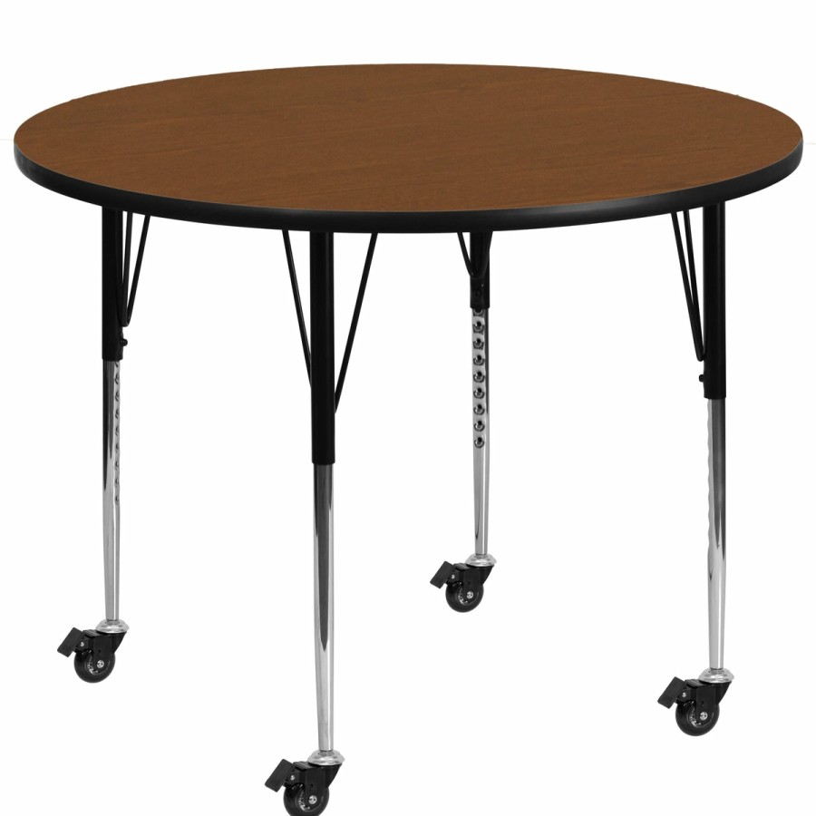 Classroom FLASH Round Tables | Mobile 42'' Round Hp Laminate Activity Table - Standard Height Adjustable Legs