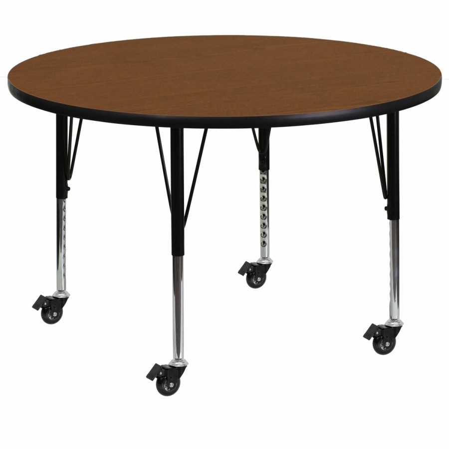 Classroom FLASH Round Tables | Mobile 42'' Round Hp Laminate Activity Table - Height Adjustable Short Legs