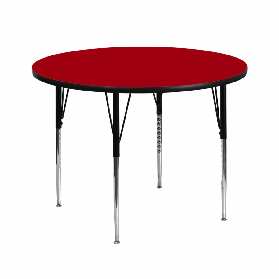 Classroom FLASH Round Tables | 42'' Round Thermal Laminate Activity Table - Standard Height Adjustable Legs