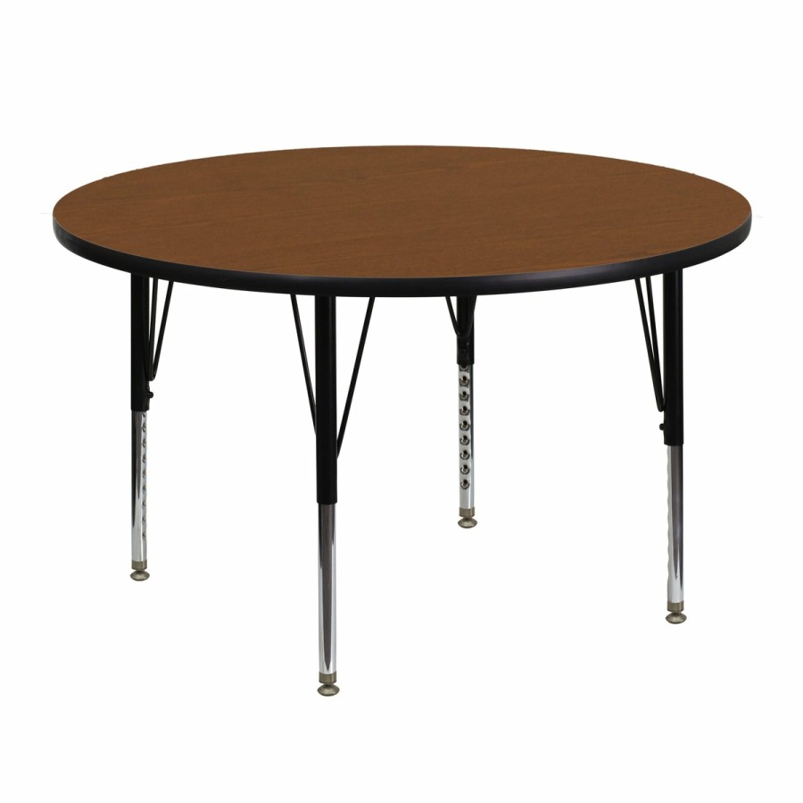 Classroom FLASH Round Tables | 48'' Round Hp Laminate Activity Table - Height Adjustable Short Legs