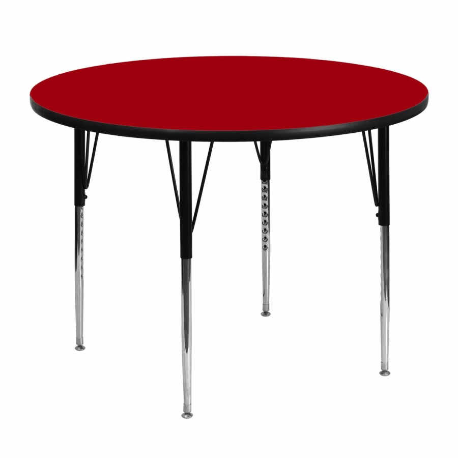 Classroom FLASH Round Tables | 48'' Round Thermal Laminate Activity Table - Standard Height Adjustable Legs