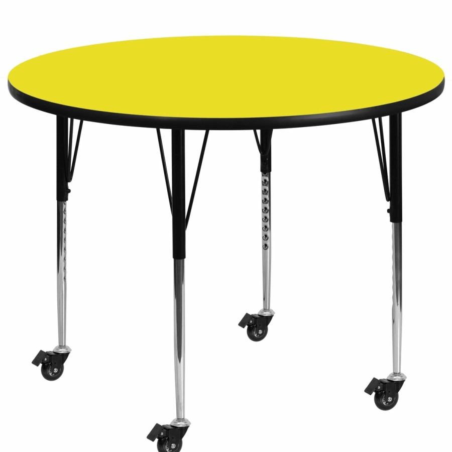 Classroom FLASH Round Tables | Mobile 48'' Round Hp Laminate Activity Table - Standard Height Adjustable Legs