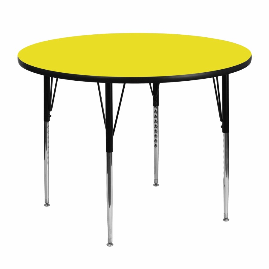 Classroom FLASH Round Tables | 48'' Round Hp Laminate Activity Table - Standard Height Adjustable Legs