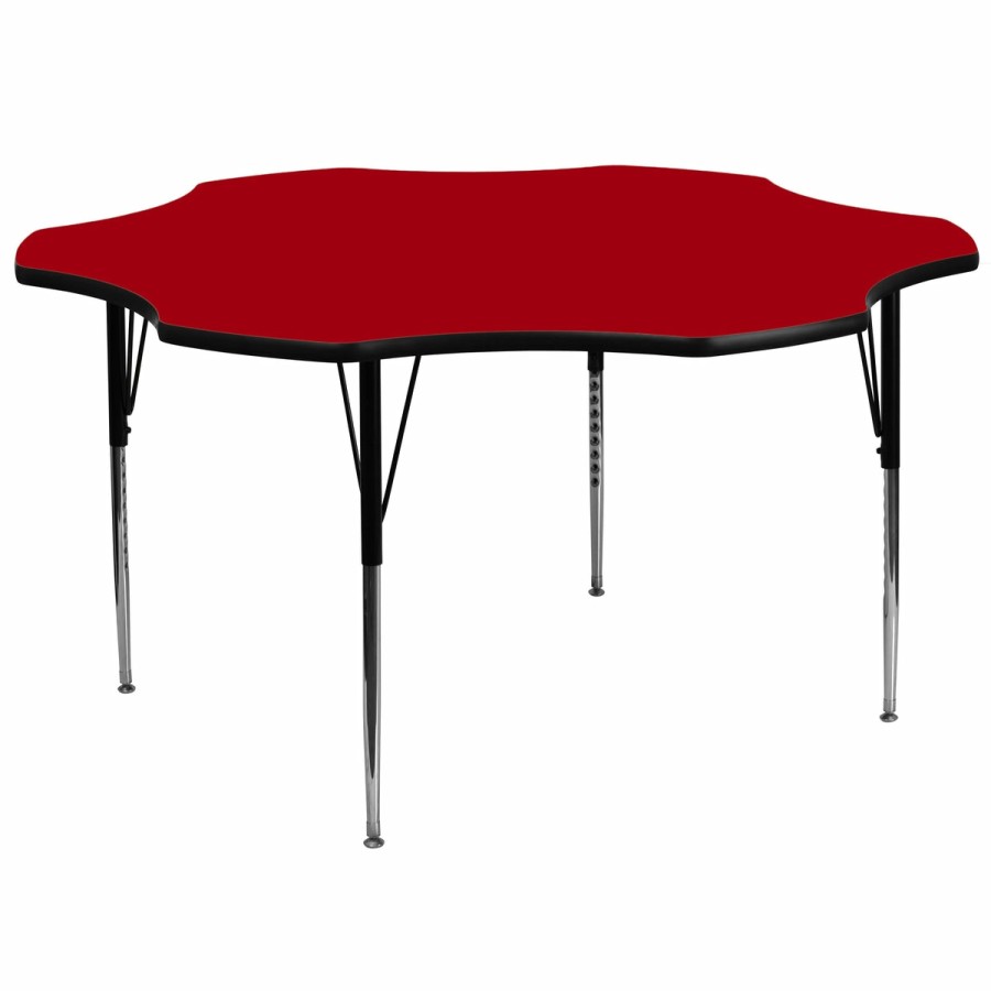 Classroom FLASH Flower Tables | 60'' Flower Thermal Laminate Activity Table - Standard Height Adjustable Legs