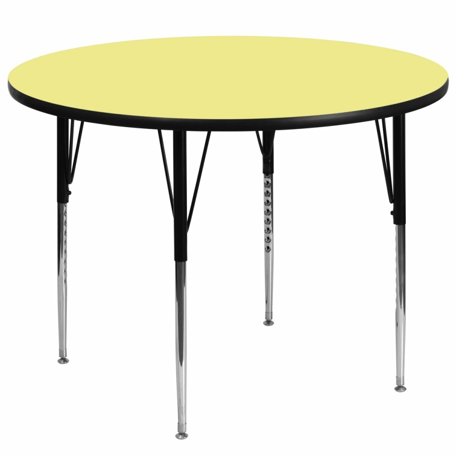 Classroom FLASH Round Tables | 60'' Round Thermal Laminate Activity Table - Standard Height Adjustable Legs