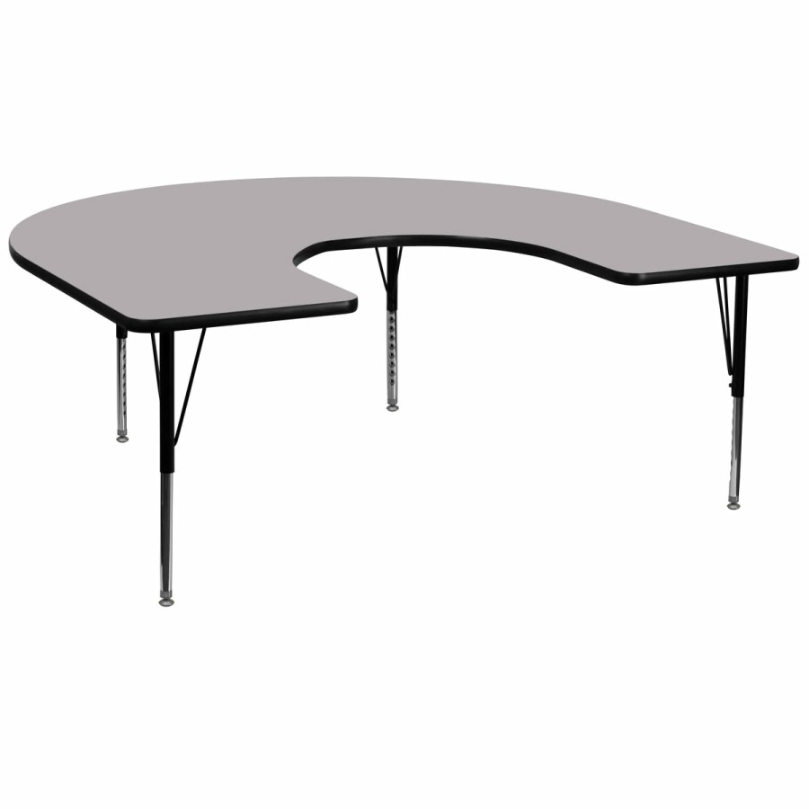 Classroom FLASH Horseshoe Tables | 60''W X 66''L Horseshoe Thermal Laminate Activity Table - Height Adjustable Short Legs