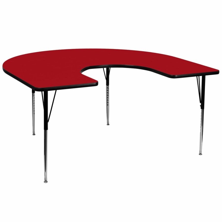 Classroom FLASH Horseshoe Tables | 60''W X 66''L Horseshoe Thermal Laminate Activity Table - Standard Height Adjustable Legs