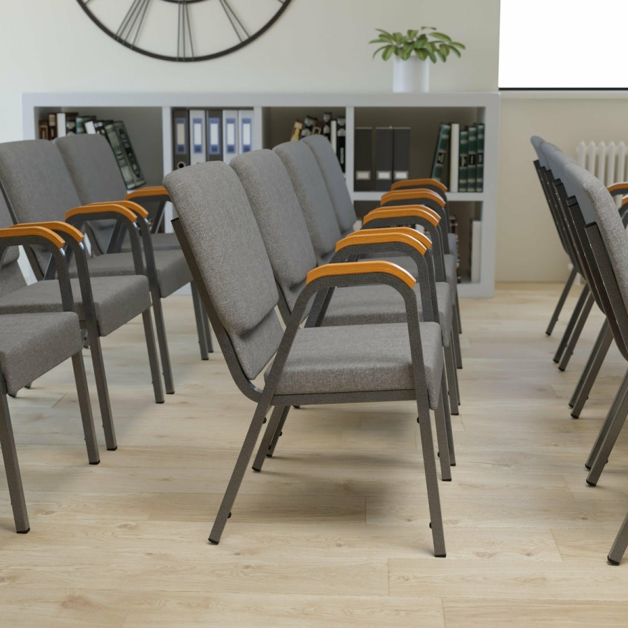 Church Chairs FLASH | Hercules Series 21"W Stacking Wood Accent Arm Church Chair