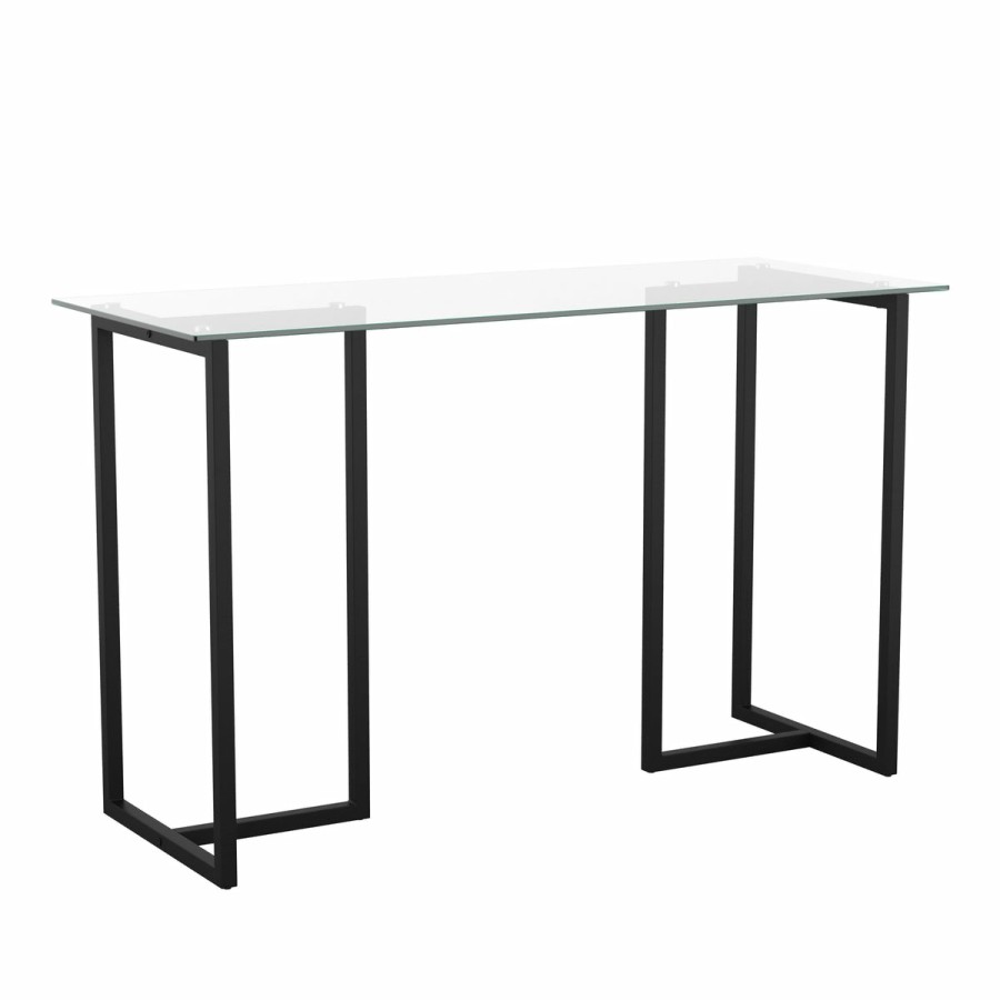 Office & Reception MARTHA STEWART Desks | Eli Home Office Glass Top Desk With Metal Frame