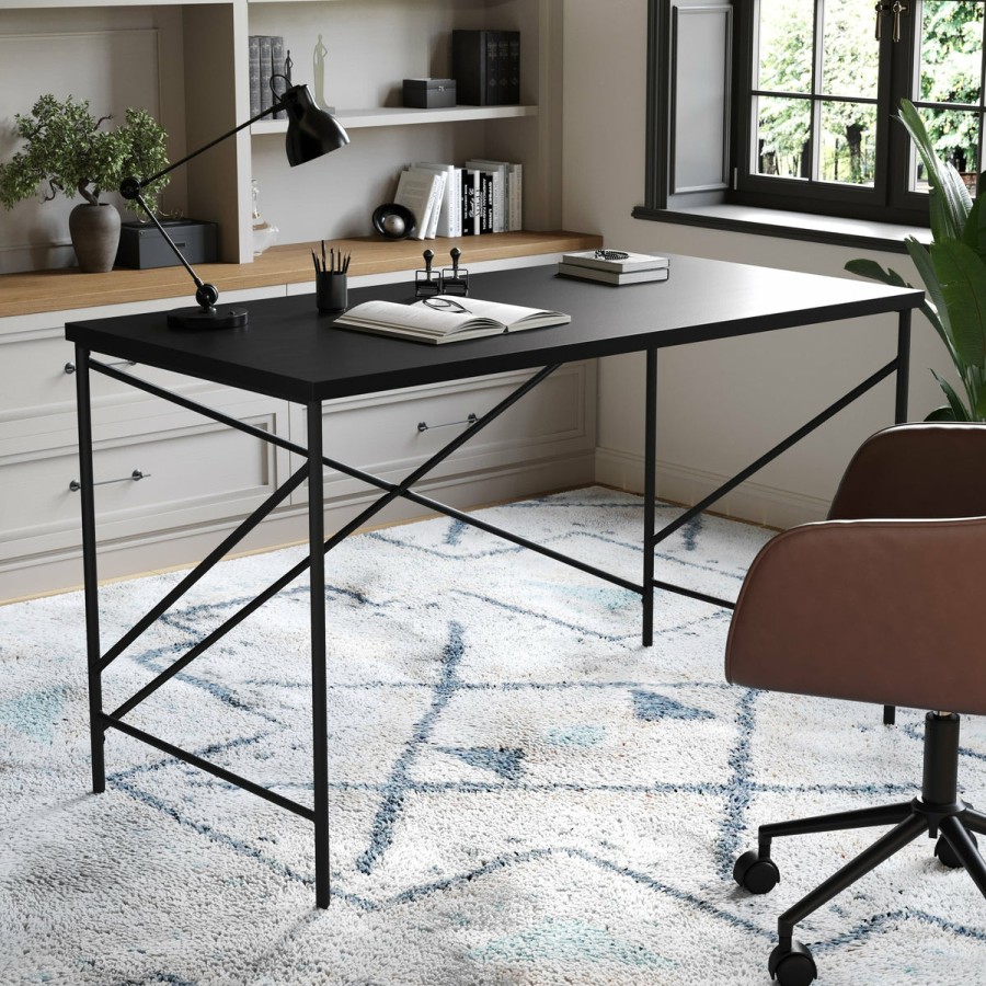 Office & Reception MARTHA STEWART Desks | Maddox Home Office Parsons Desk With Metal X-Frame