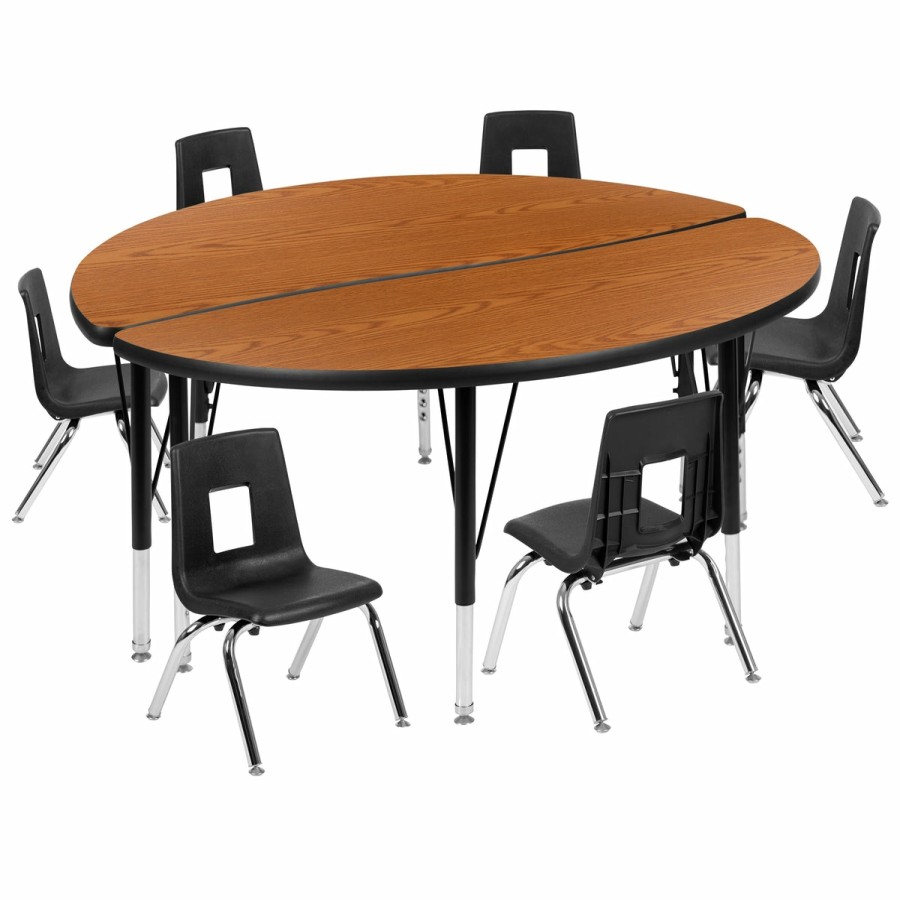 Classroom FLASH Activity Sets | 47.5" Circle Wave Flexible Laminate Activity Table Set With 12" Student Stack Chairs