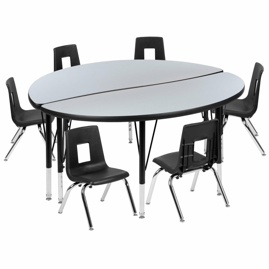 Classroom FLASH Activity Sets | 47.5" Circle Wave Flexible Laminate Activity Table Set With 14" Student Stack Chairs