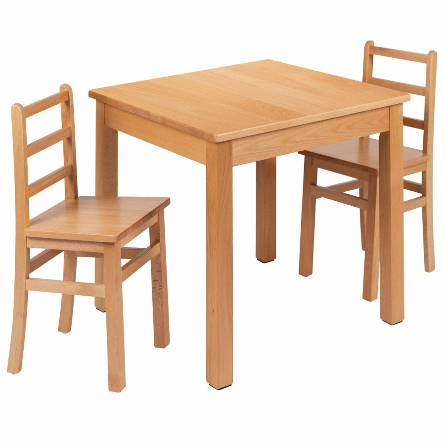 Classroom FLASH Activity Sets | Kids Natural Solid Wood Table And Chair Set For Classroom, Playroom, Kitchen