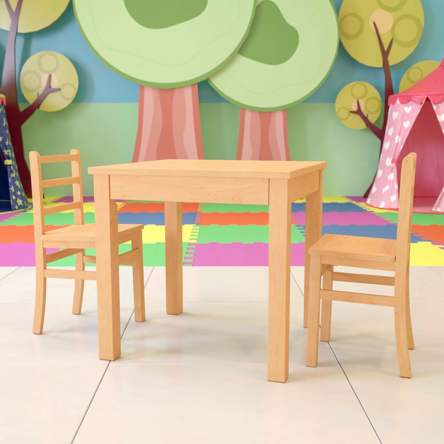 Classroom FLASH Activity Sets | Kids Natural Solid Wood Table And Chair Set For Classroom, Playroom, Kitchen