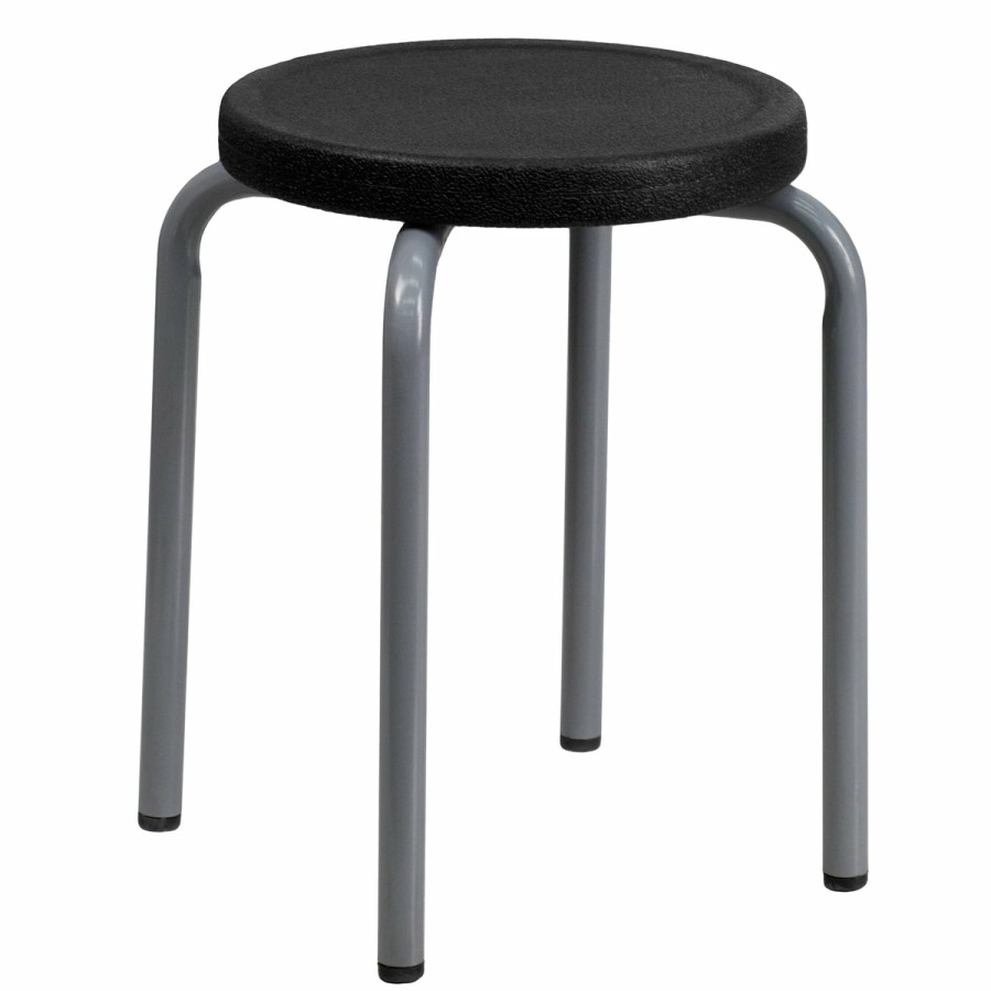 Classroom FLASH Student Stack Stools | Stackable Stool With Silver Powder Coated Frame