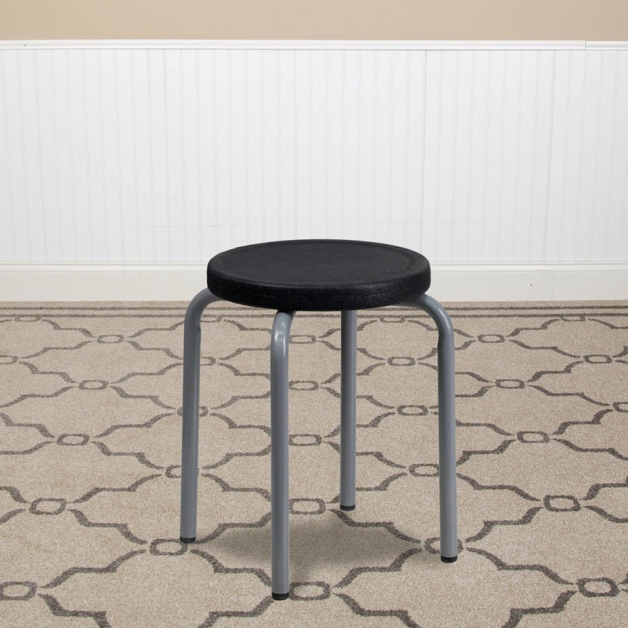 Classroom FLASH Student Stack Stools | Stackable Stool With Silver Powder Coated Frame