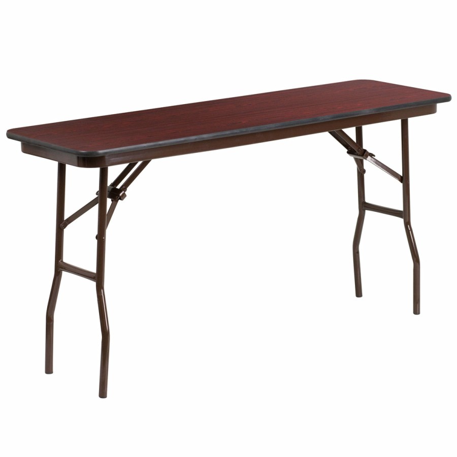 Folding & Event FLASH Laminate Folding Tables | 5-Foot Mahogany Melamine Laminate Folding Training Table