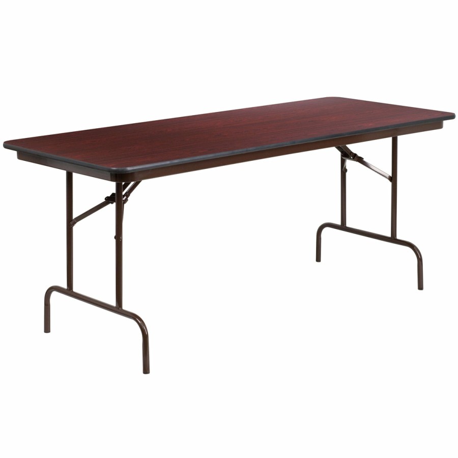 Folding & Event FLASH Laminate Folding Tables | 6-Foot High Pressure Mahogany Laminate Folding Banquet Table