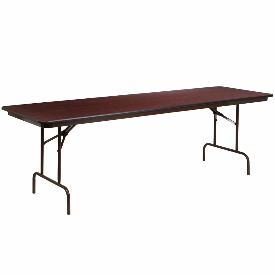 Folding & Event FLASH Laminate Folding Tables | 8-Foot High Pressure Mahogany Laminate Folding Banquet Table