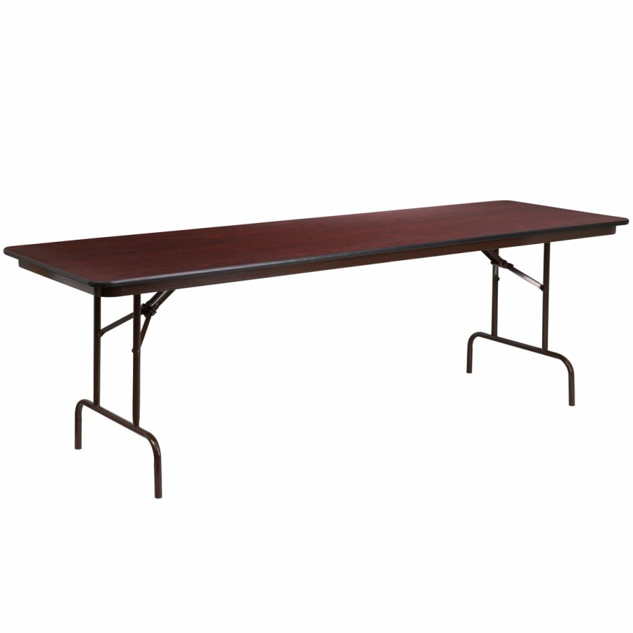 Folding & Event FLASH Laminate Folding Tables | 8-Foot Mahogany Melamine Laminate Folding Banquet Table