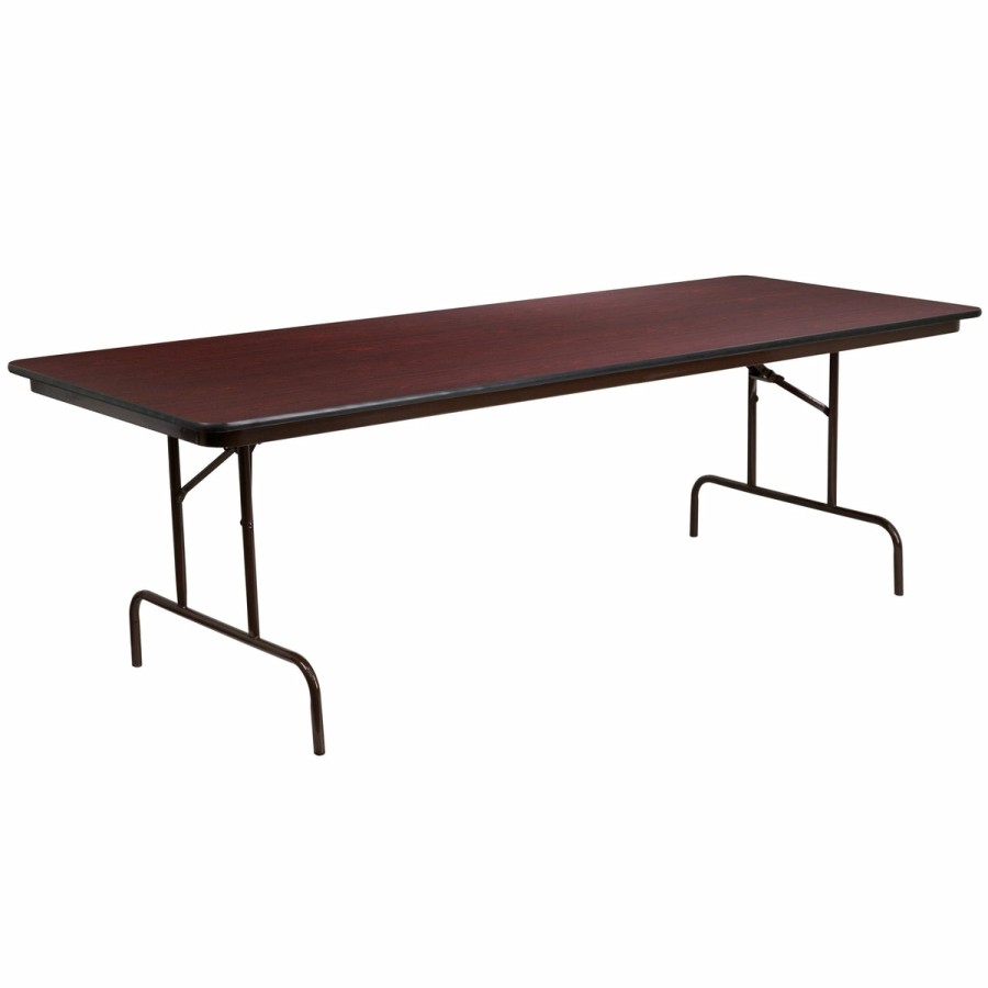 Folding & Event FLASH Laminate Folding Tables | 8-Foot Mahogany Melamine Laminate Folding Banquet Table